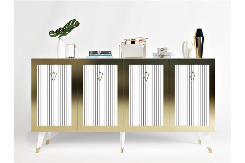 Hazelle Konsolbord 150 cm - Hvid/Guld - Møbler - Borde - Aflastningsbord - Entrébord