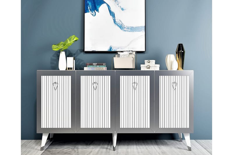 Hazelle Konsolbord 150 cm - Hvid/Sølv - Møbler - Borde - Aflastningsbord - Entrébord