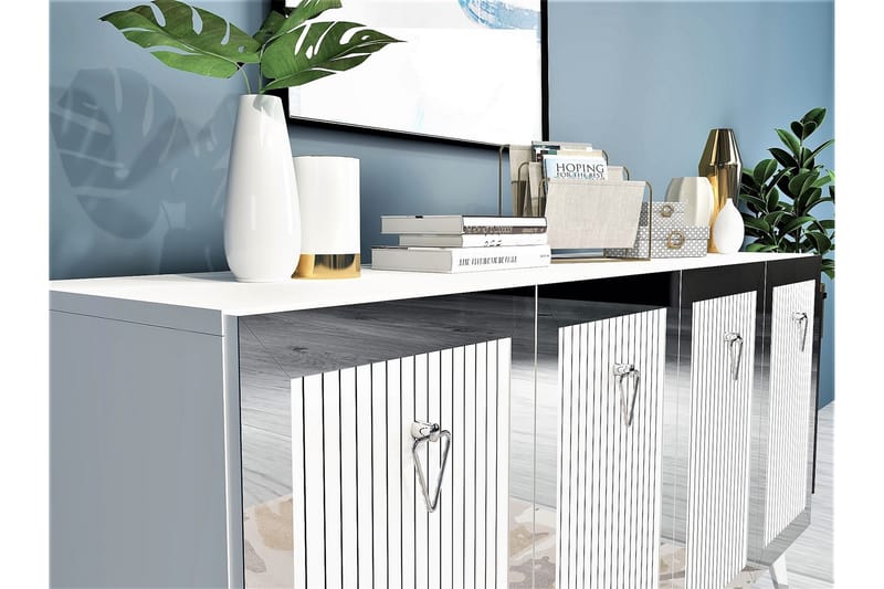 Hazelle Konsolbord 150 cm - Hvid/Sølv - Møbler - Borde - Aflastningsbord - Entrébord