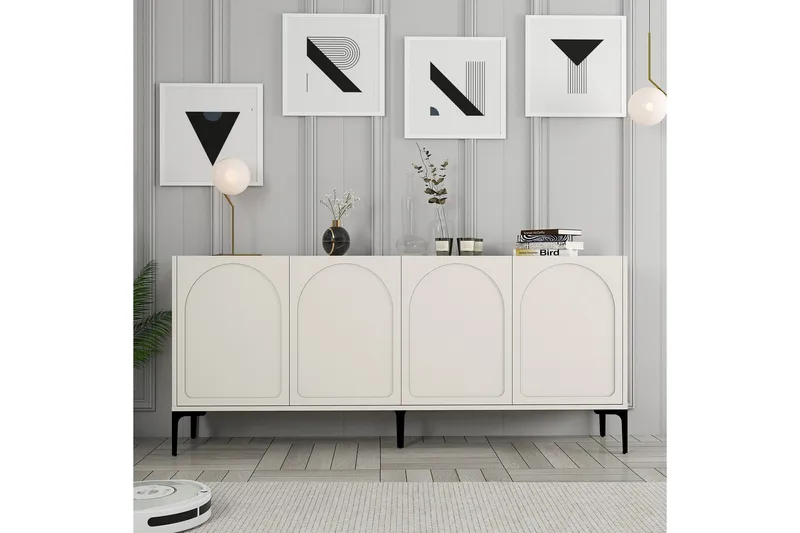 Hazim Konsolbord 180 cm - Creme/Sort - Møbler - Borde - Aflastningsbord - Entrébord
