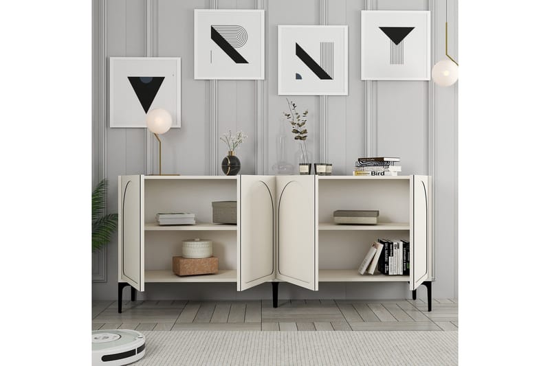 Hazim Konsolbord 180 cm - Creme/Sort - Møbler - Borde - Aflastningsbord - Entrébord
