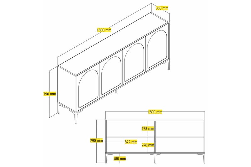 Hazim Konsolbord 180 cm - Hvid/Sort - Møbler - Borde - Aflastningsbord - Entrébord