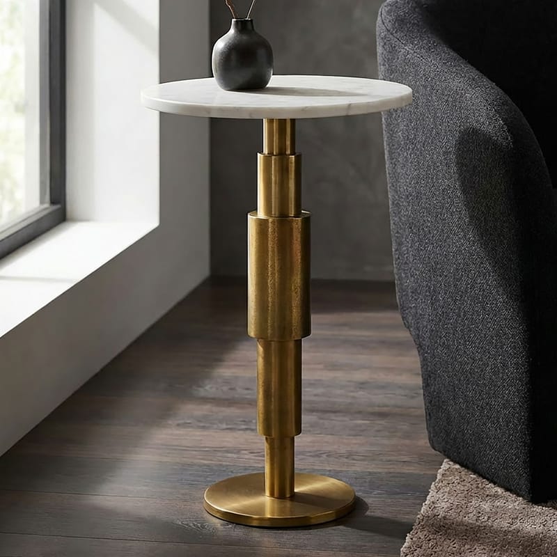 Heluna sidebord 37 cm - hvid marmor og guld - Møbler - Borde - Aflastningsbord - Konsolbord & sidebord