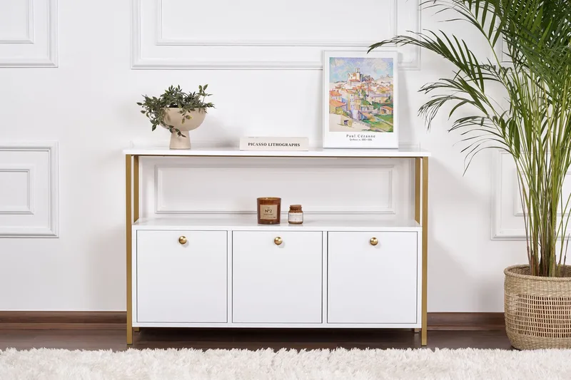 Hemani Konsolbord 120 cm - Hvid og guld - Møbler - Borde - Aflastningsbord - Entrébord