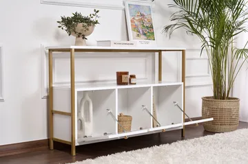 Hemani Konsolbord 120 cm - Hvid/guld - Møbler - Borde - Aflastningsbord - Entrébord