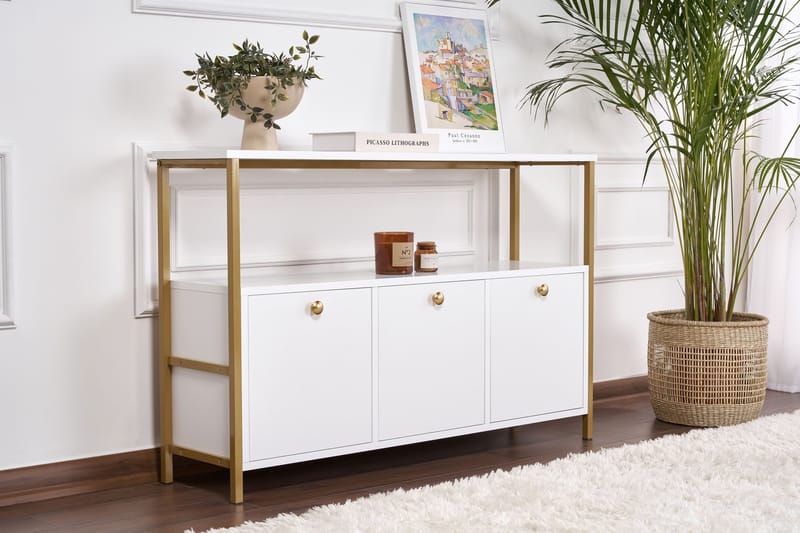 Hemani Konsolbord 120 cm - Hvid/guld - Møbler - Borde - Aflastningsbord - Entrébord