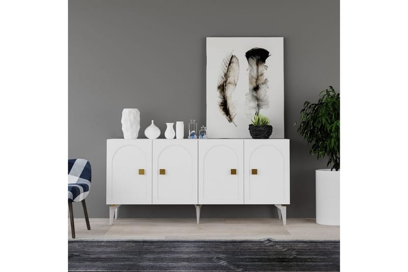 Hideaki Konsolbord 150 cm - Guld/Hvid - Møbler - Borde - Aflastningsbord - Entrébord