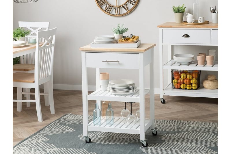 Hiuma Serveringsplade 58 cm - Hvid - Møbler - Borde - Barvogn & serveringsvogn - Køkkenvogn