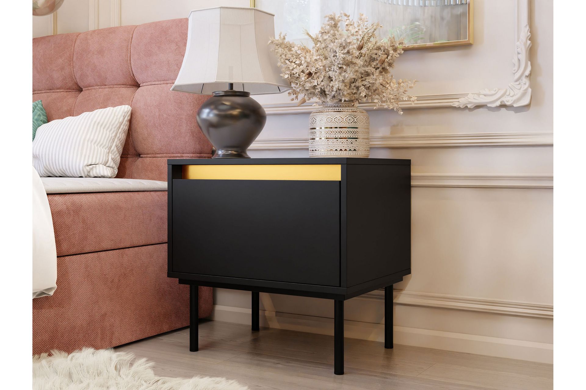 Hollander Natbord 54 cm - Sort/Guld - Møbler - Borde - Aflastningsbord - Sengebord