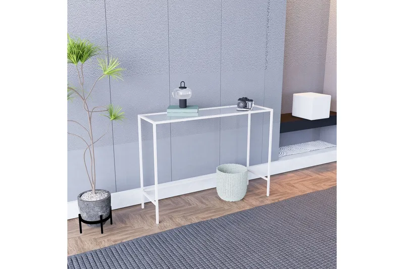 Horacio Sidebord 100 cm, Hvid/Gennemsigtig