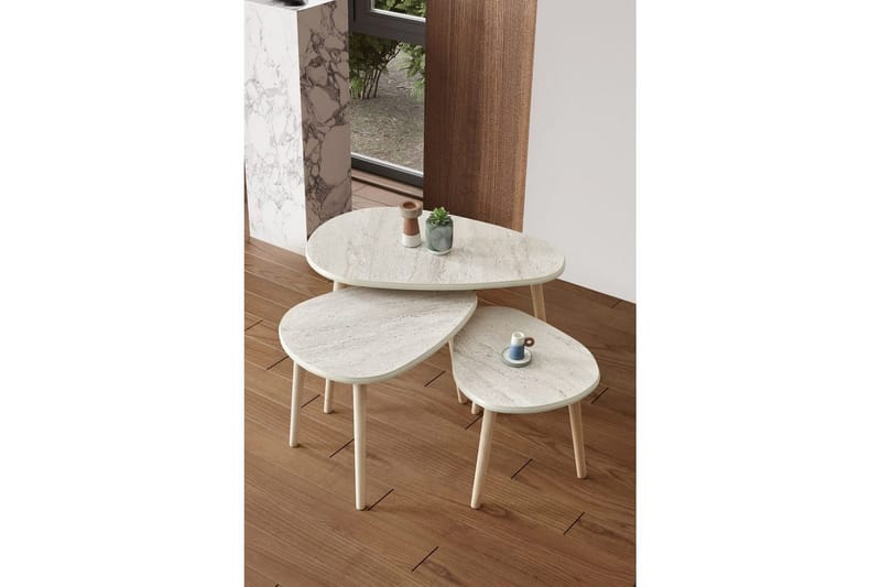 Horatio Sætborde 80 cm - Sand - Møbler - Borde - Aflastningsbord - Indskudsborde