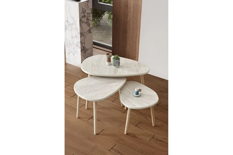 Horatio Sætborde 80 cm - Sand - Møbler - Borde - Aflastningsbord - Indskudsborde