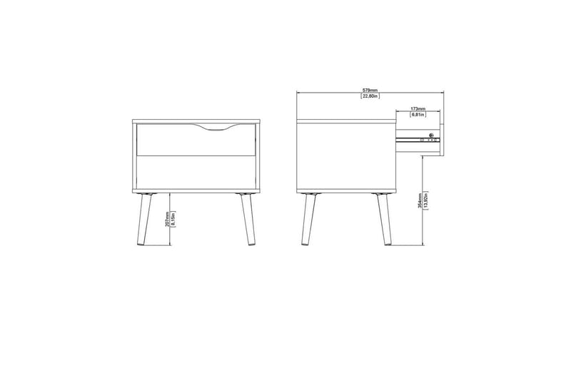 Hostafranc Natbord 50,2 cm - Hvid - Møbler - Borde - Aflastningsbord - Sengebord