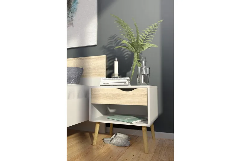 Hostafranc Natbord 50,2 cm - Hvid - Møbler - Borde - Aflastningsbord - Sengebord