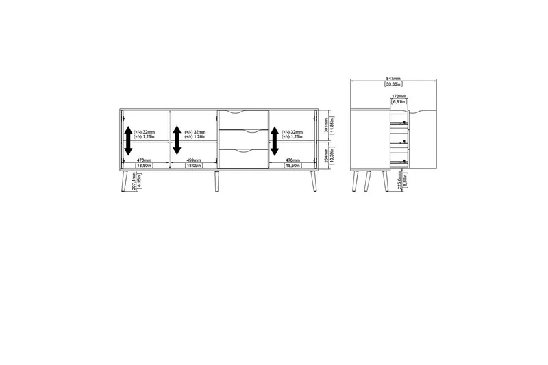 Hostafranc Skænk 195,7 cm - Hvid - Opbevaring - Opbevaringsmøbler - Skænke & sideboards