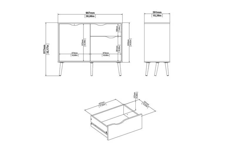 Hostafranc Skænk 98,7 cm - Hvid - Opbevaring - Opbevaringsmøbler - Skænke & sideboards