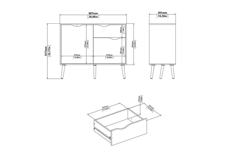 Hostafranc Skænk 98,7 cm - Hvid - Opbevaring - Opbevaringsmøbler - Skænke & sideboards