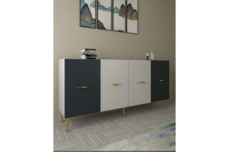 Huelva Konsolbord 150 cm - Hvid/Antracit - Møbler - Borde - Aflastningsbord - Entrébord