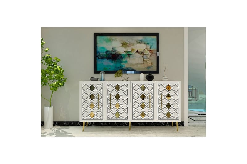 Ilna Konsolbord 150 cm - Guld/Hvid - Møbler - Borde - Aflastningsbord - Entrébord