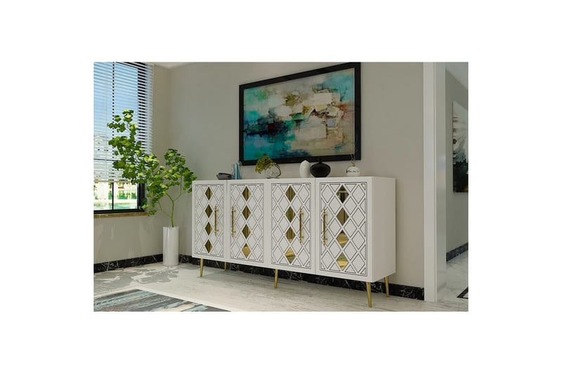 Ilna Konsolbord 150 cm - Guld/Hvid - Møbler - Borde - Aflastningsbord - Entrébord