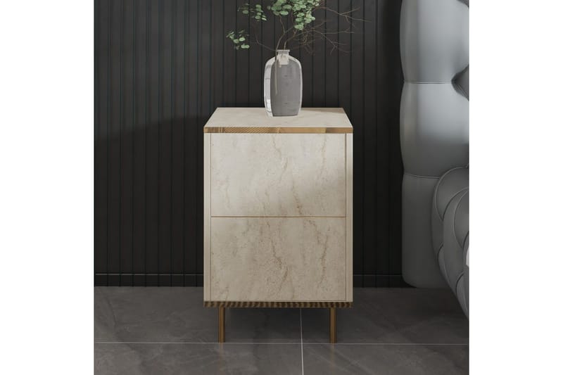 Imaj Natbord 40 cm - Beige/Guld - Møbler - Borde - Aflastningsbord - Sengebord