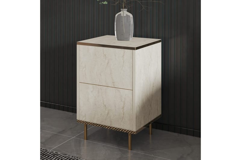 Imaj Natbord 40 cm - Beige/Guld - Møbler - Borde - Aflastningsbord - Sengebord