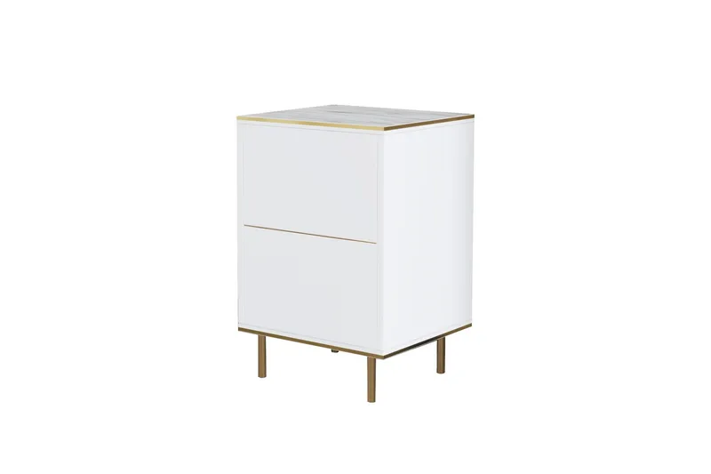 Imaj Natbord 40 cm, Hvid marmor/Guld