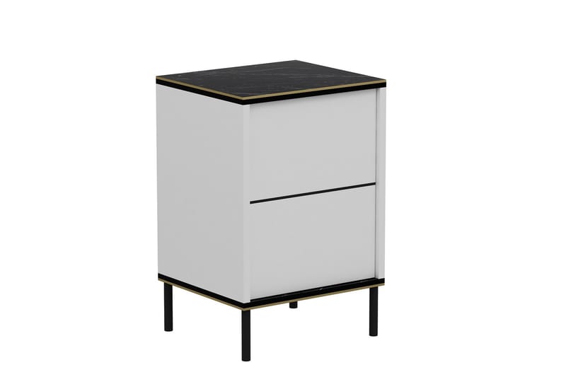 Imaj Natbord 40 cm - Hvid/Sort/Guld - Møbler - Borde - Aflastningsbord - Sengebord