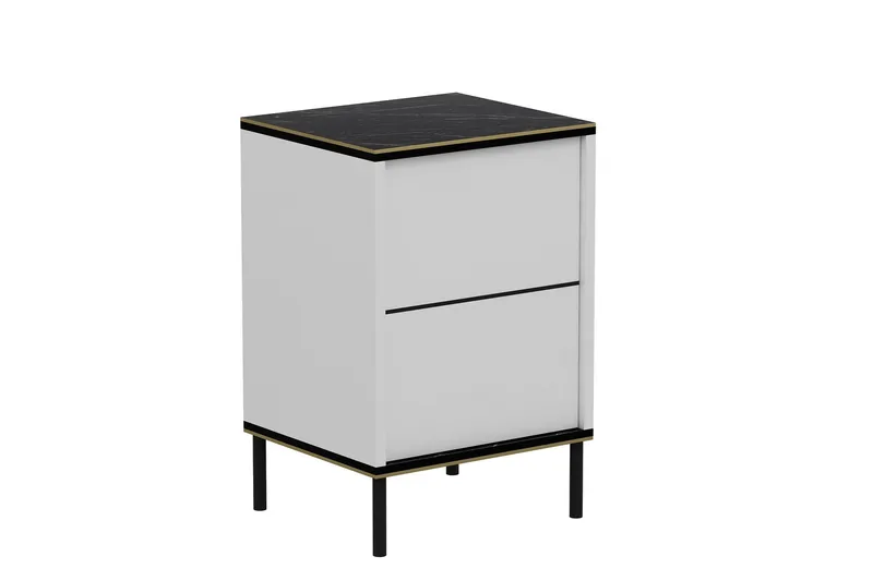 Imaj Natbord 40 cm - Hvid/Sort/Guld - Møbler - Borde - Aflastningsbord - Sengebord