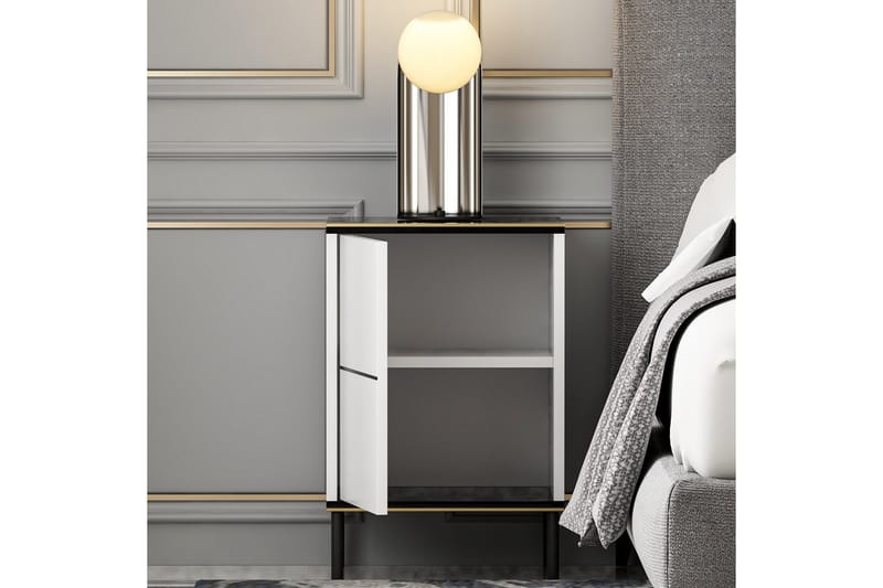 Imaj Natbord 40 cm - Hvid/Sort/Guld - Møbler - Borde - Aflastningsbord - Sengebord