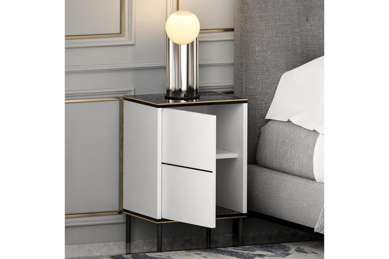 Imaj Natbord 40 cm - Hvid/Sort/Guld - Møbler - Borde - Aflastningsbord - Sengebord