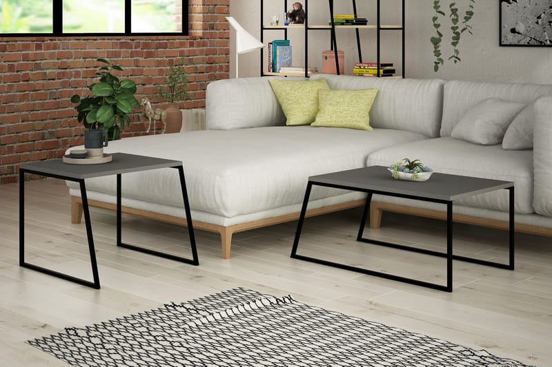 Bodsjö Indskudsbord 88 cm 2 Bord - Grå/Sort - Møbler - Borde - Aflastningsbord - Indskudsborde