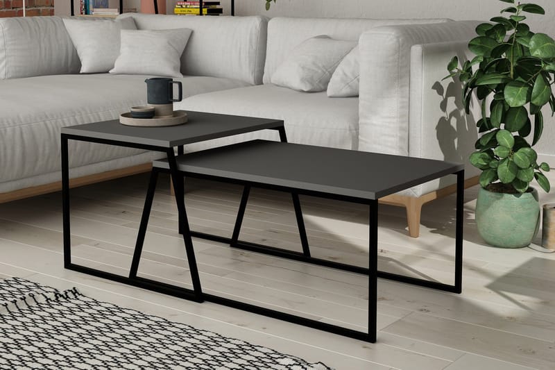 Bodsjö Indskudsbord 88 cm 2 Bord - Grå/Sort - Møbler - Borde - Aflastningsbord - Indskudsborde