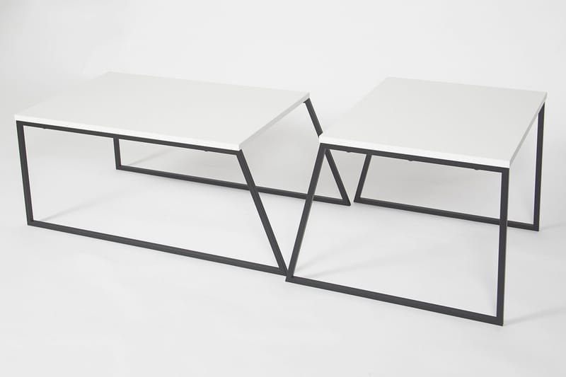 Bodsjö Indskudsbord 88 cm 2 Bord - Hvid/Sort - Møbler - Borde - Aflastningsbord - Indskudsborde