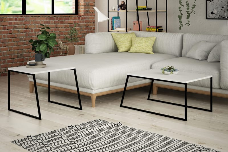 Bodsjö Indskudsbord 88 cm 2 Bord - Hvid/Sort - Møbler - Borde - Aflastningsbord - Indskudsborde