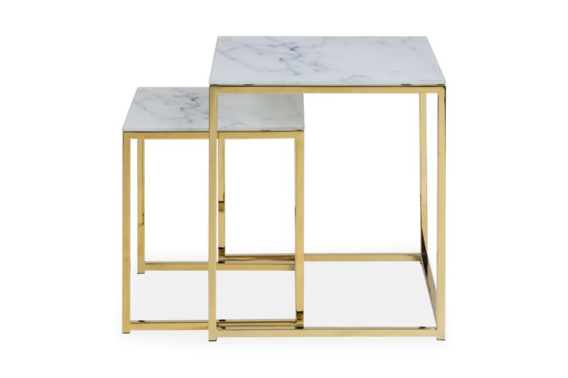 Epiffer Indskudsbord 45 cm Marmormønster 2 Bord, Grå/Messing