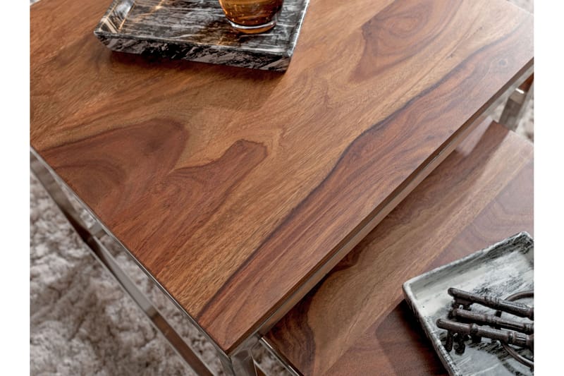 Halana gyngebord 2-stk - Træ / natur | Sølv - Indskudsborde - Sofabord