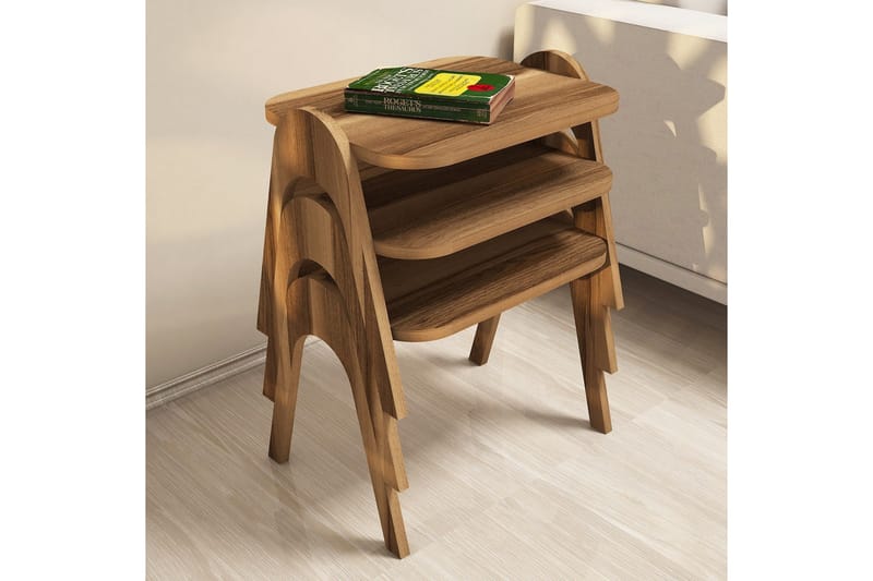Hovdane Indskudsbord 49 cm 3 Bord - Brun/Natur - Møbler - Borde - Aflastningsbord - Indskudsborde