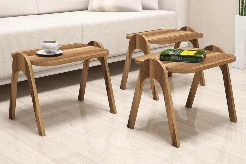 Hovdane Indskudsbord 49 cm 3 Bord - Brun/Natur - Møbler - Borde - Aflastningsbord - Indskudsborde