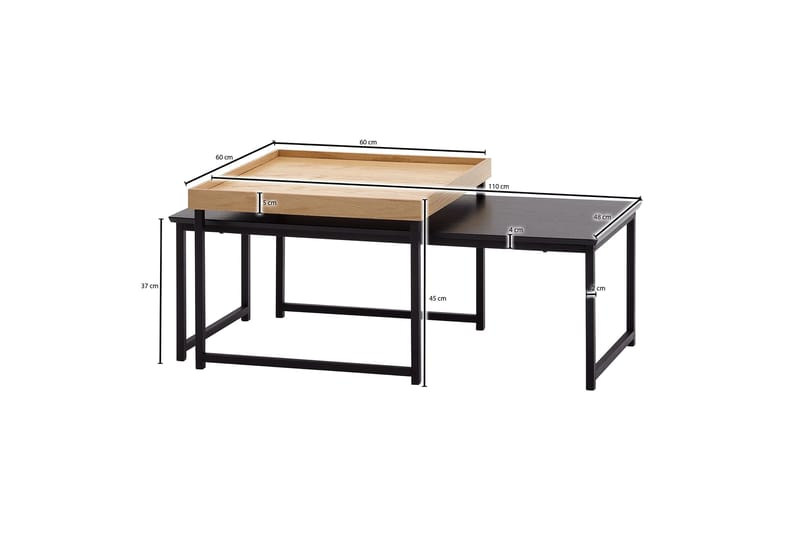 Wilhem Satsbord 110 cm Fyrkantig Wohnling Natur - Møbler - Borde - Aflastningsbord - Indskudsborde