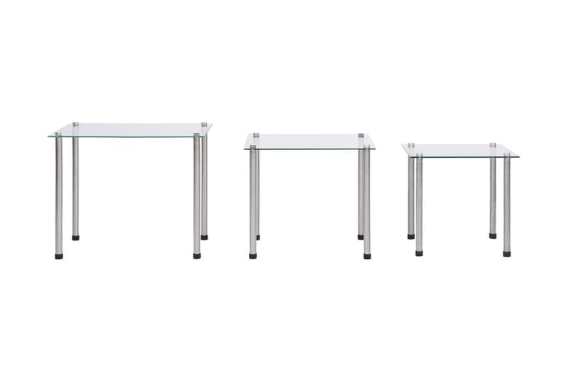 Indskudsbordssæt 3 Stk. Hærdet Glas Transparent - gennemsigtig - Lampebord - Bakkebord & små borde