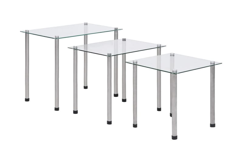 Indskudsbordssæt 3 Stk. Hærdet Glas Transparent - gennemsigtig - Lampebord - Bakkebord & små borde