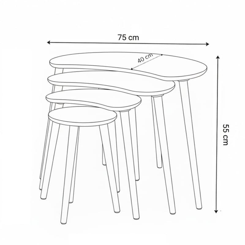 Indumati indskudsborde 75 cm - Hvid - Møbler - Borde - Aflastningsbord - Indskudsborde