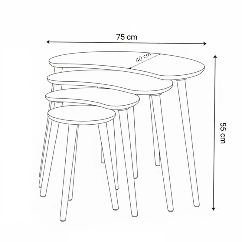 Indumati indskudsborde 75 cm - Hvid - Møbler - Borde - Aflastningsbord - Indskudsborde