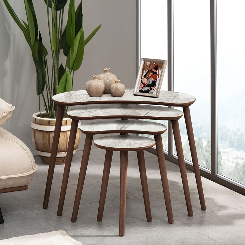 Indumati indskudsborde 75 cm - Hvid - Møbler - Borde - Aflastningsbord - Indskudsborde