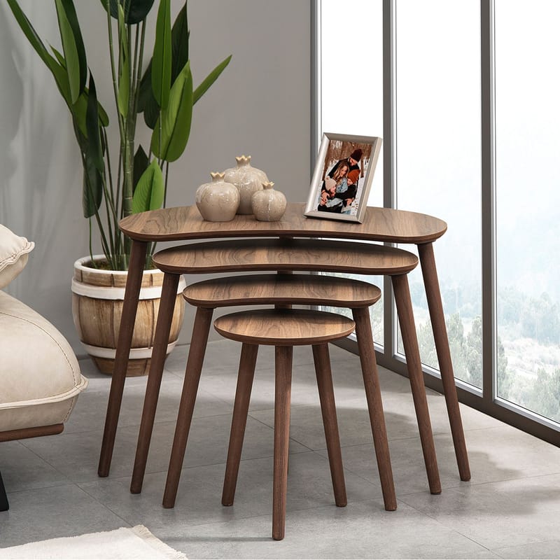 Indumati indskudsborde 75 cm - Valnød - Møbler - Borde - Aflastningsbord - Indskudsborde