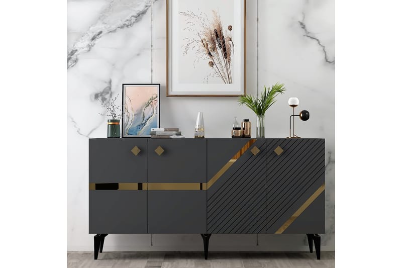 Iris Konsolbord 150 cm - Antracit/Guld - Møbler - Borde - Aflastningsbord - Entrébord