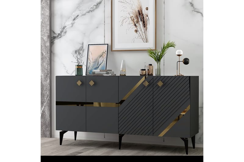 Iris Konsolbord 150 cm - Antracit/Guld - Møbler - Borde - Aflastningsbord - Entrébord