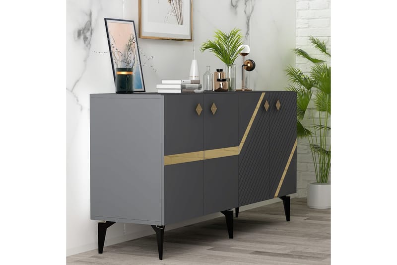 Iris Konsolbord 150 cm - Antracit/Guld - Møbler - Borde - Aflastningsbord - Entrébord