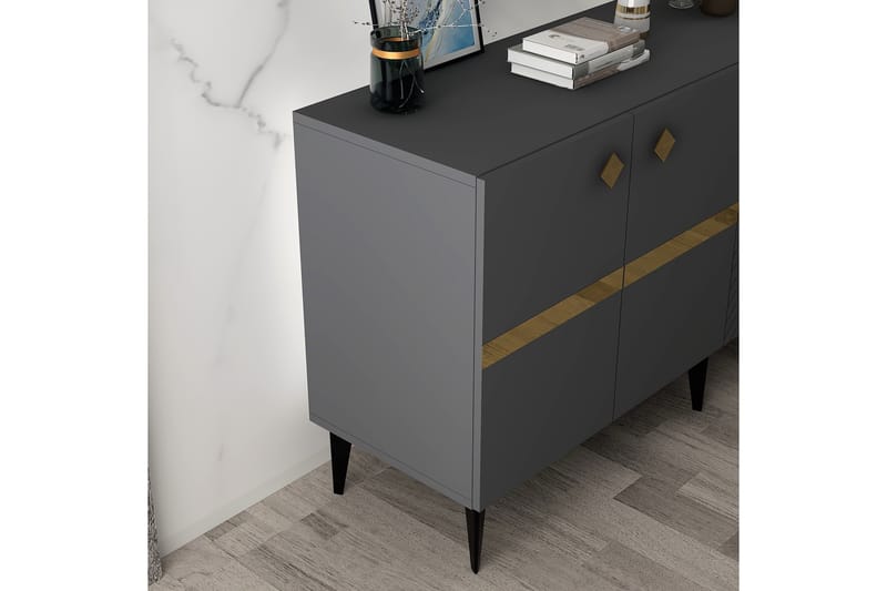 Iris Konsolbord 150 cm - Antracit/Guld - Møbler - Borde - Aflastningsbord - Entrébord